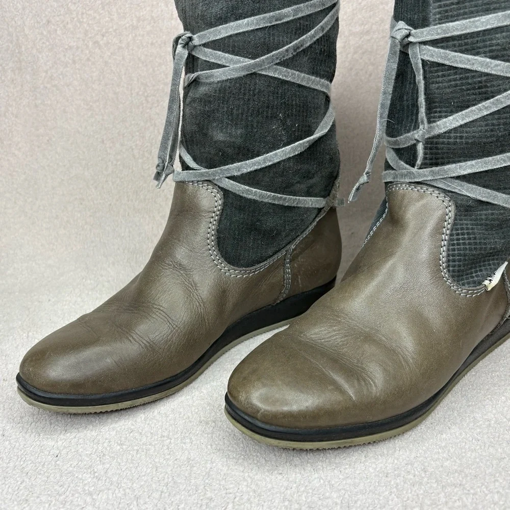 Vintage La Mondiale Leather & Corduroy Winter Boots Women’s 7 Gray/Brown Italian